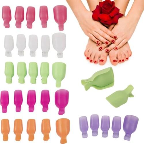 New 5Pcs Plastic Foot Toe Nail Art Soak Off Cap Clip UV Gel Polish Remover Wrap Tool