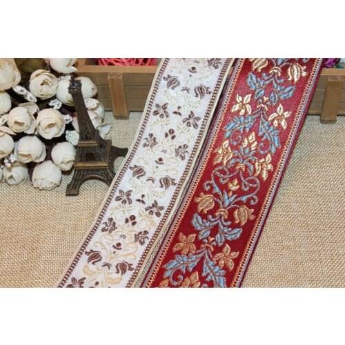 5 yards/lot wide 5cm 6cm Woven Jacquard Ribbon flowers pattern