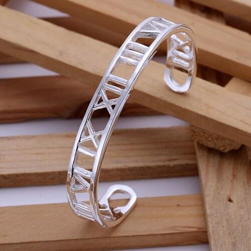 B099 silver fashion jewelry 925 jewelry silver plated bangle bracelet Big Hollow Rome Bangle /XALRBOFK MKBJDIEZ