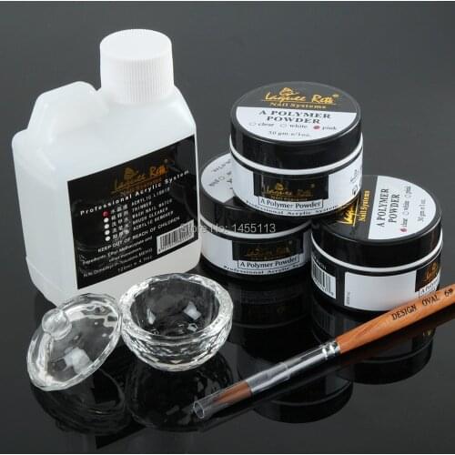 Free Shipping Pro Acrylic Nail Kit 6pcs/Lot Nail Tools Acrylic Liquid 120 ml Powder Pen Deppen Dish Nail Art Set Design Kit