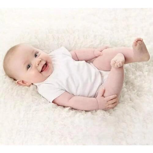 Summer Unisex Solid White Cotton Boys Girls Short Sleeve Bodysuit Newborn Infant Baby Clothes