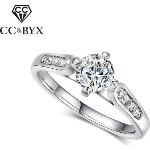 CC Jewelry Fashion Jewelry Rings For Women White Gold Color Simple Bridal Wedding Engagement Ring Accessories Bijoux CC1030
