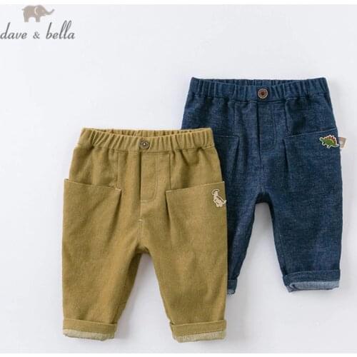 DBX14466 dave bella autumn baby boys fashion cartoon pockets pants children full length kids pants infant toddler trousers
