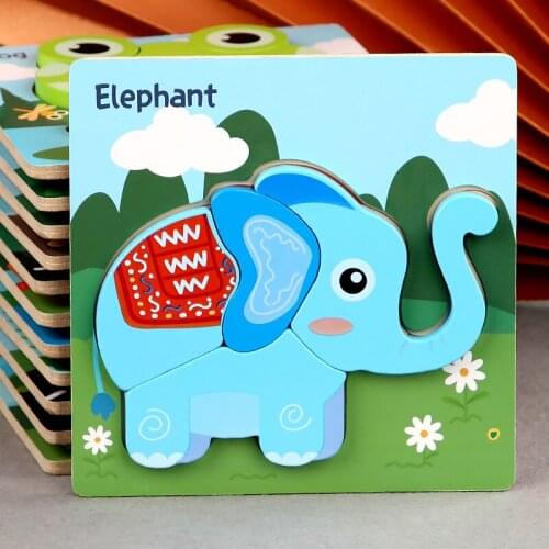 Childrens Educational Toys Wooden 3d Educational Puzzle Shape Learning Cartoon Animal Intelligence Educational Baby Toy