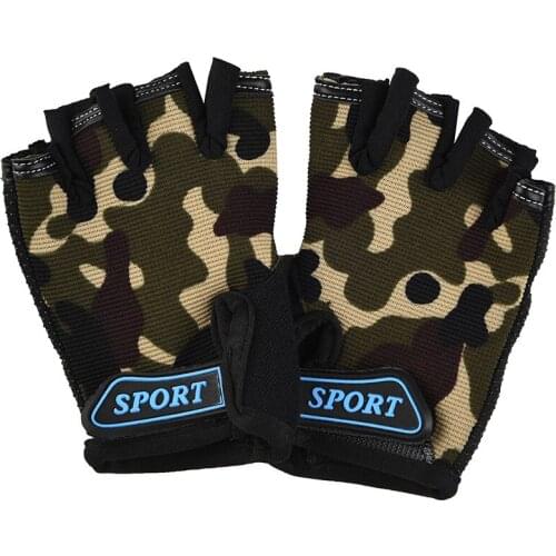 Children Cycling Half Finger Gloves Bicycle gloves Elastic Non-slip Child Kid Bike Gloves Outdoor Riding Camouflage Equipment