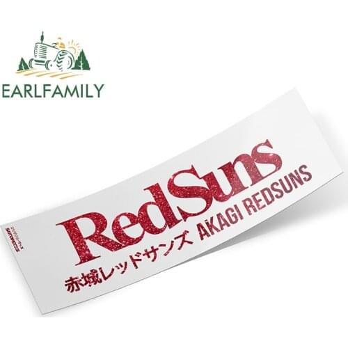 EARLFAMILY 13cm x 8.7cm for Initial D Akagi Red Suns Car Sticker Creativite Waterproof Bumper Decal Air Conditioner Decoration