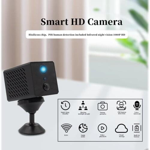 Exclusive black smart small square home IP camera connected to 140° wide-angle real-time 1080P high-definition monitoring WIFI