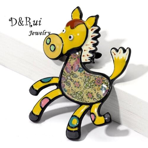 Girl Enamel Animal Horse Brooch Pin Womens Kids Fashion Clothes Lapel Pin Badge Brooches Pins Jewelry Accessories Dropshipping