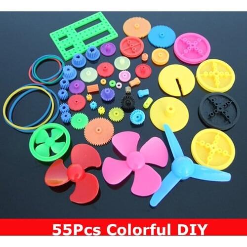 55pcs Colorful Mixed Plastic Gear Gearbox Child Kid Toy Ship Car Boat Plane Robot Air Craft RC Model DIY Repair