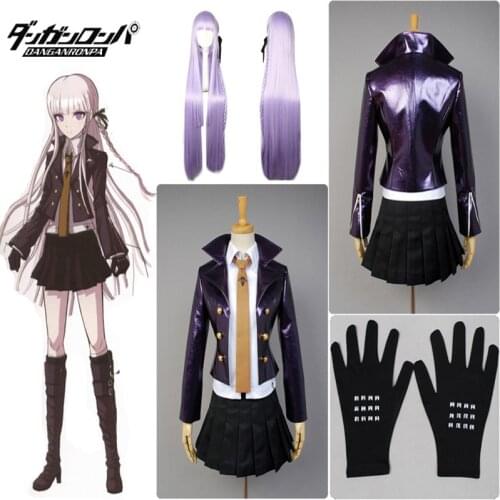 Anime Danganronpa Kirigiri Kyouko Cosplay Costume Dangan-Ronpa Trigger Happy Havoc Uniform (Jacket + Shirt + Skirt + Tie)