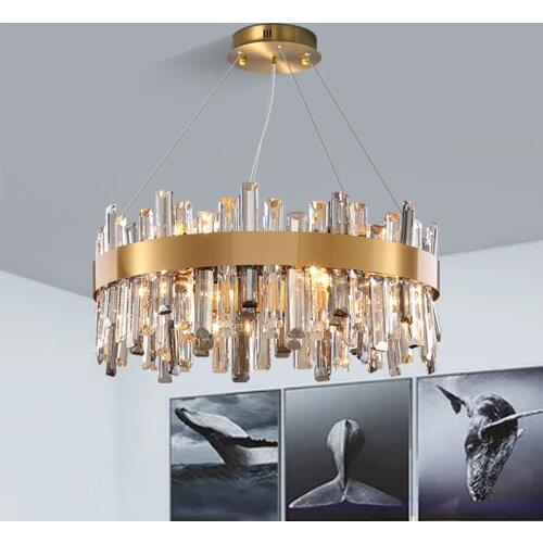 Electroplating Stainless Steel Living room Lamp Atmospheric Chandelier LED Crystal Round Lamp Bedroom Lamp Dining room Lamp