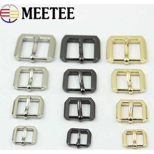 Meetee 5/10pcs 11/14/16/20mm Metal Pin Buckle Strap Webbing Adjustment Hook Clasp DIY Shoes Slider Belt Buckles Decor Accessory