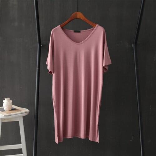 Modal oversized women t-shirts 2020 summer new slash neck solid short-sleeved solid female pulls tops tees
