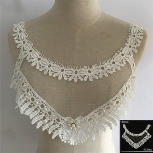 New Lace Collar DlY Embroidery Sewing Hollow Imitation Pearl Bridal Dress Accessories