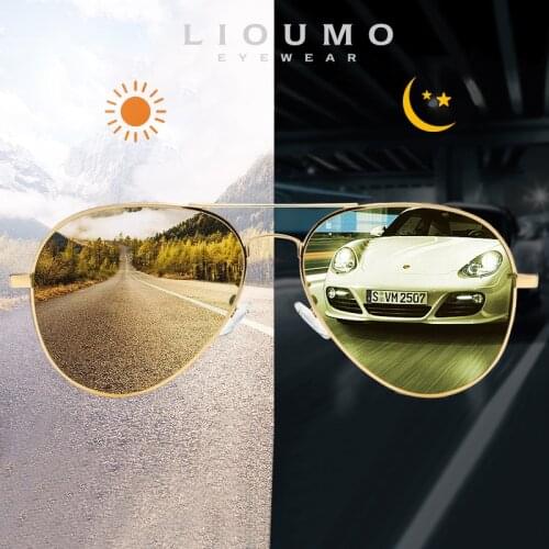 LIOUMO Day Night Vision Photochromic Pilot Sunglasses Men Intelligent Change Color Glasses Polarized Women gafas de sol hombre