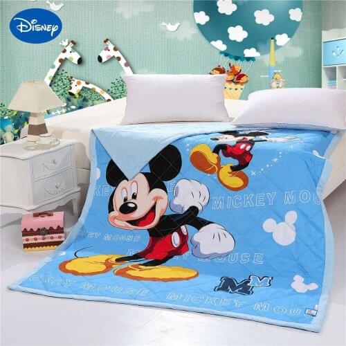 Mickey Mouse Quilts Bedding Twin Single Full Queen Size Comforters Cotton Fabric Woven Disney Character Prints Boys Summer Blue