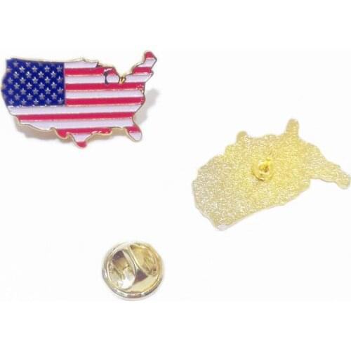 Wholesale map type American flag brooch iron paint badge clothing collar needle USA map lapel pin Free Shiping