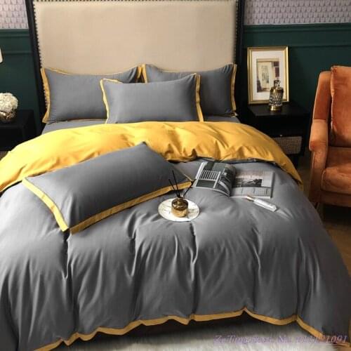 Autumn winter Quilt Cover light luxury 60TC brushed Bedding Set Solid color long-staple quilt cover super soft warm bedding 1.8m