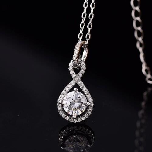 Poetry Of Jew Store S925 silver necklace round 1.00ct D VVS classic necklace send his girlfriend to send the wife gift