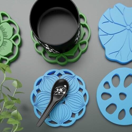 Lotus Coaster Epoxy Resin Mold Tray Cup Mat Casting Silicone Mould DIY Crafts Home Decorations Making Tool