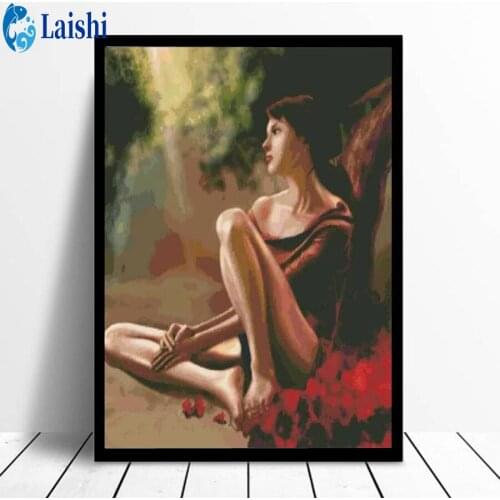 Full Square/Round Diamond painting Girl in abstract thinking Embroidery Kit portrait mosaic cross stitch painting wall art