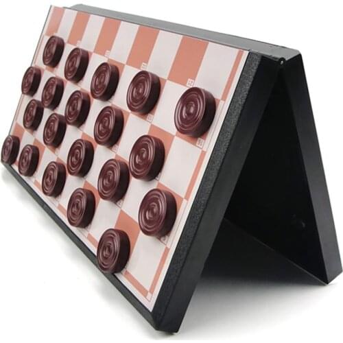 Portable Folding Magnetic Checkers Board Puzzle Game Kids Early Educational Toy