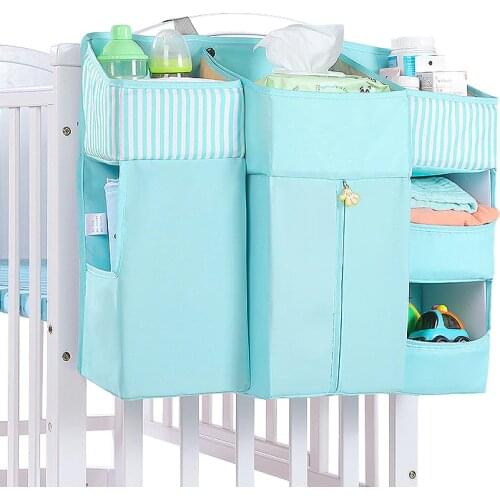 Portable Baby Crib Organizer Bed Hanging Bag for Baby Essentials Diaper Storage Cradle Bag Crib Bedding Set Bedside Diaper Caddy
