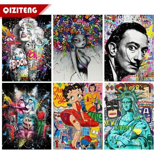 QIZITENG Marilyn Monroe Art Diamond Painting Rhinestone Embroidery Sexy Portrait Street Art Mosaic Mural Home Decor New product
