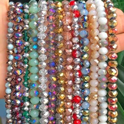 AAA 4mm Colorful AB Rondelle Austria Crystal Beads Faceted Glass Loose Spacer Beads For DIY Bracelet Jewelry Making Accessories