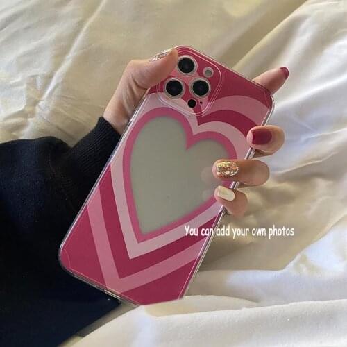 Pink Love Heart Couples Phone Case For iphone 11 13 12 Pro Max Mini X XR XS Max 6 7 8 Plus SE 2020 Cute Transparent Cover Shell