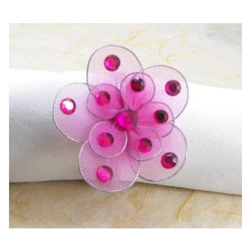 Pink crystal flower napkin ring
