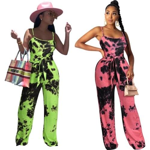 S-XL Summer Clothes For Women Pink Jumpsuit Sling High Waist Backless Sleeveless Wide Leg Romper Wholesale Dropshipping