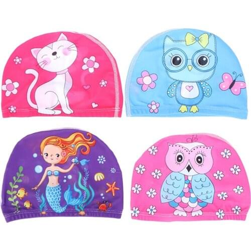Cartoon Animal Children Swimming Cap Girls Boys Swimming Hat Elastic Kids Pool Swimming Cap 1-10 Years Old