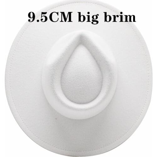 9.5cm extra large wide brim woolen jazz hat women pure color imitation woolen fedora hat men fashion Panama hat wedding hat