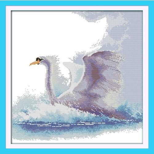 Everlasting Love The Flight Swan Chinese Cross Stitch Kits Ecological Cotton Stamped 11 14CT DIY New Year Decorations For Home