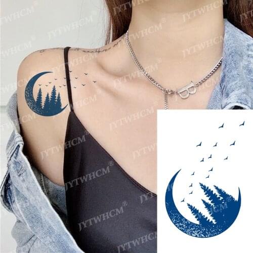 Temporary Tattoo For Women Juice Waterproof Tattoo Sticker Moon Forest Flower Rose Angel Star Fake Tattoos Lasting Art Stickers