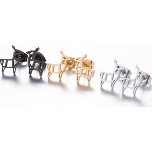 2020 New Animal Deer Stainless Steel Ladies Earrings Gold and Gold Girlfriend Gifts European and American Fashion