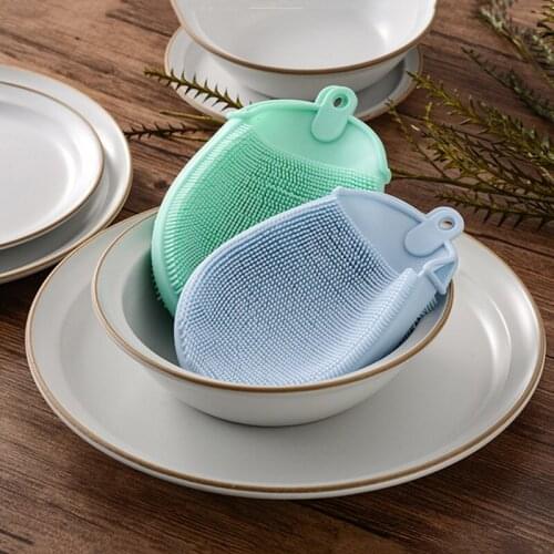 1Pcs Silicone Cleaning Brushes Soft Silicone Scouring Pad Washing Sponge Dish Bowl Pot Cleaner Washing Tool Kitchen Accessories