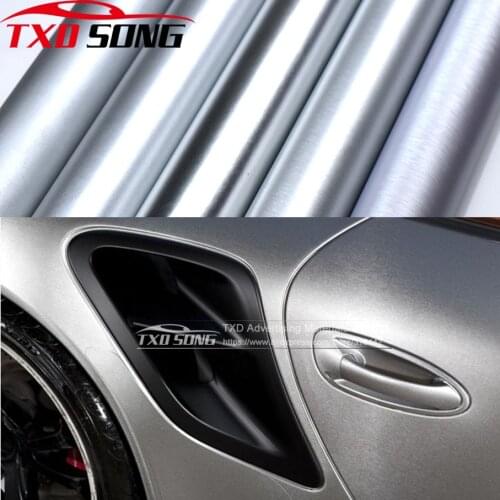 10/20/30/40/50/60X152cm Car Styling Silver Metallic Brushed Aluminum Vinyl Matt Brushed Car Wrap Film Sticker Decal