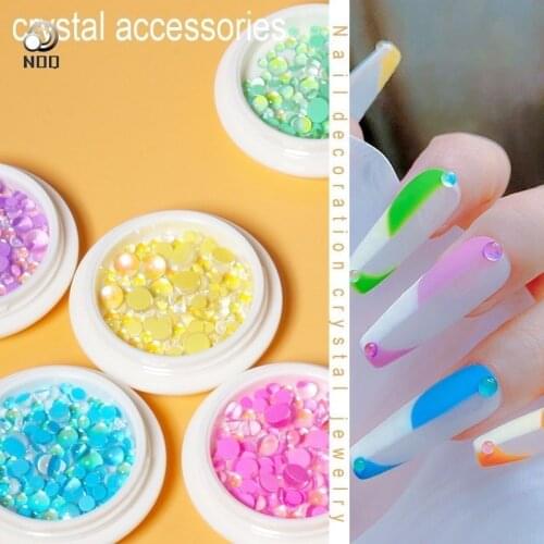10 case 3D Nail Art Decorations Rhinestones Mermaid Beads Strass Shiny Light-sensitive Crystal Glass Beads Manicure Decoration
