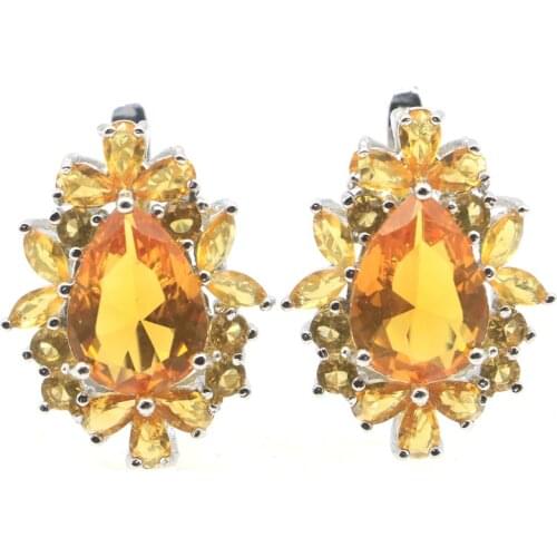 26x20mm Delicate Fine Cut 10g Created Golden Citrine Rich Blue Violet Tanzanite Gift For Womans Bride Wedding Silver Earrings