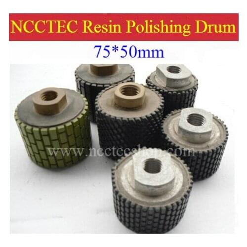 3'' NCCTEC M14 thread Diamond buffing polishing resin drum wheels 3PD1 | 75*50mm DRUM-TYPE polishing pad | FREE fast shipping