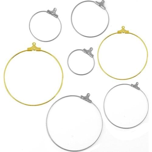 30pcs 20 25 45mm Big Round Hoop Earrings Circle Classic Fashion Iron Ear Wires Hooks For DIY Jewelry Making Findings Material