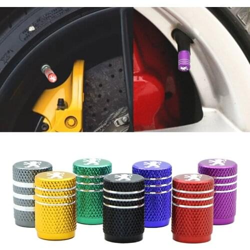 4pcs Car Wheel Tire Valves Tyre Air Caps Car Badge for Peugeots 107 108 206 207 308 307 508 2008 3008 Style Car Styling