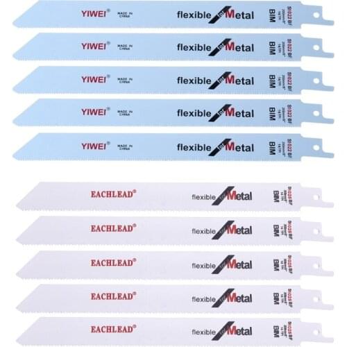5 Pcs S1022BF BIM 202mm 8" Reciprocating Sabre Saw Blades Set Flexible For Metal