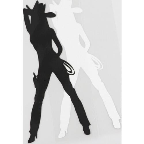 6.8CMX15.2CM Hot Sexy Girl Texas Cowboy Rider Decal Vinyl Car Sticker Black/Silver 8A-0520