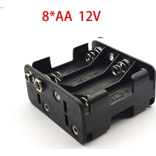 8AA 12V Battery Clip Slot Storage Holder Box Case 8*AA Batteries Stack With 9V Snap Connector