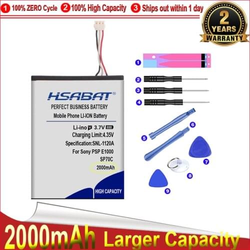 HSABAT 0 Cycle 2000mAh SP70C Battery for Sony PSP E1000, PSP E1002, PSP E1004, PSP E1008, Pulse Wireless Headset 7.1 Accumulator