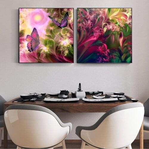 Butterfly And Flower Wall Art Canvas Prints Abstract Pop Art Canvas Paintings Cuadros Pictures For Living Room Wall Decoration