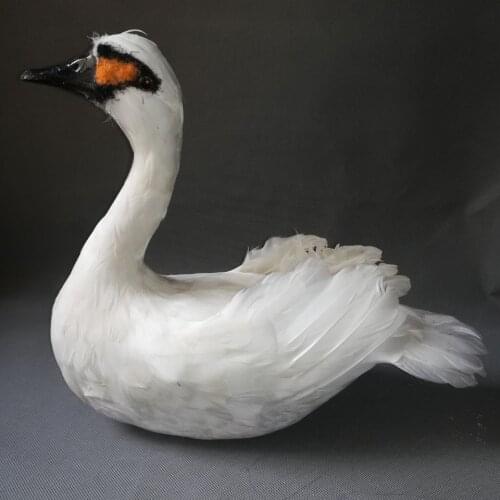 Large 40x30cm white swan real life toy bird, foam&feathers swan model garden decoration party prop,gift h1599
